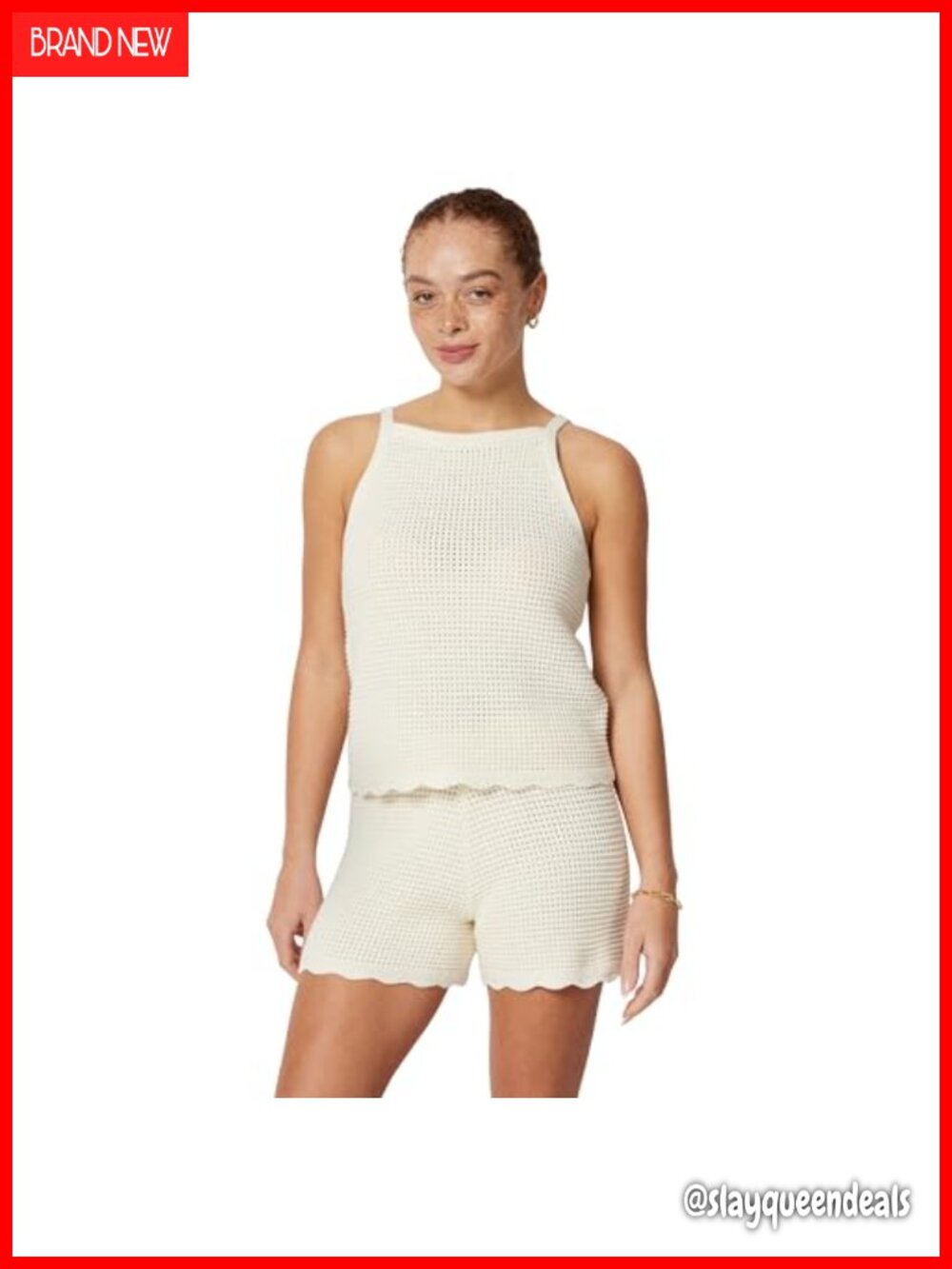 Sofia Grainge Cotton Crochet Sweater Tank Set Scallop Hem